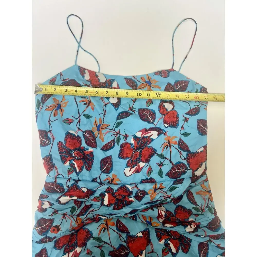 Derek Lam 10 Crosby Blue Butterfly Floral Silk Blend Sun Dress, Romantic Size 10 - Picture 4 of 8